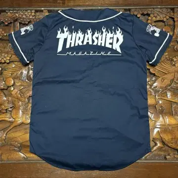 THRASHER x DICKIES 네이비 버튼업 셔츠