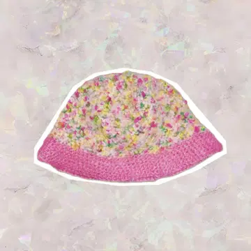 컬러풀 니트 모자 핸드메이드 손뜨개질 핑크 tweet 털실