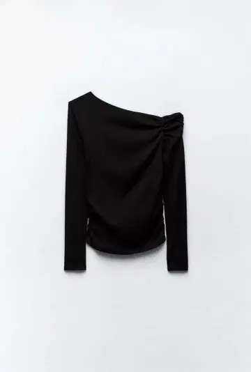 ZARA 개더 오프숄더 T셔츠 S 블랙