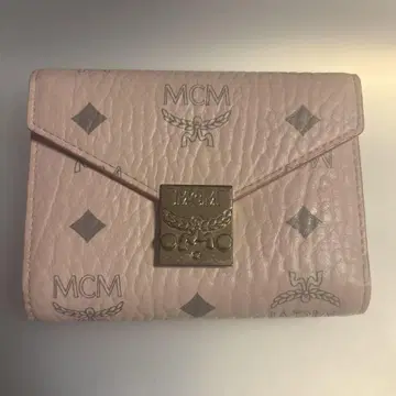 MCM 지갑 파우더 핑크 3단 폴더형