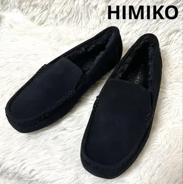 미사용 새상품 HIMIKO  천연 가죽 발수 푹신푹신 모카신 블랙 검정