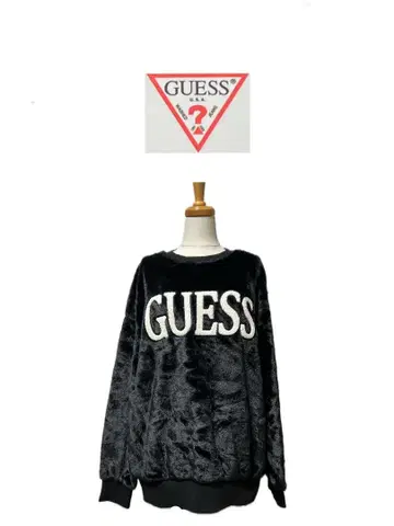 GUESS 게스 보아 소재 맨투맨 트레이닝복 복슬복슬 블랙