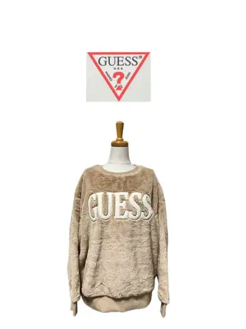 GUESS 게스 보아 소재 트레이닝복 맨투맨 복슬복슬 베이지