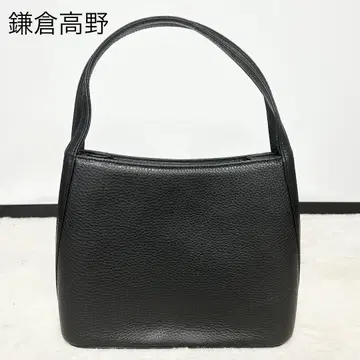 미품 가마쿠라 타카노 핸드백 주름 가죽 블랙 포멀 백