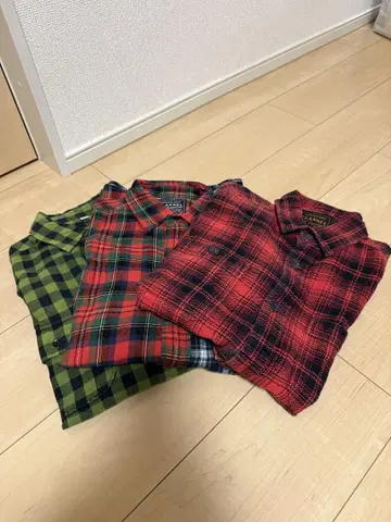 FLANNEL 플란넬 셔츠 M 사이즈 빨간색/그린/블랙 체크