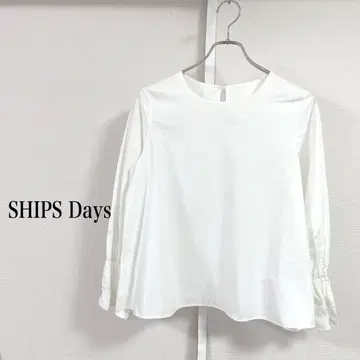 SHIPS Days 화이트 긴팔 셔츠 소매 레이스 원사이즈