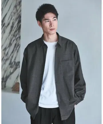 워셔블 비에라 체크 저스트 루즈 셔츠 DK.GRAY M