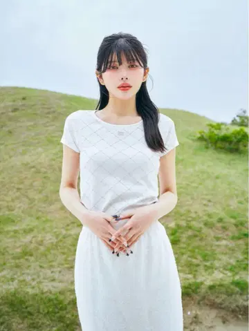 Darich 화이트 다이아 펄 T셔츠 반팔