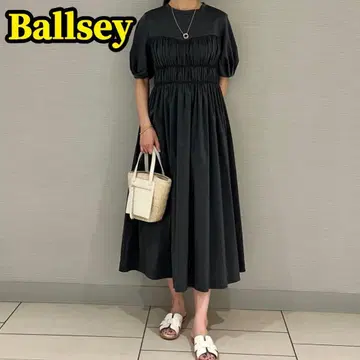 Ballsey 코튼 저지 콤비 셔링 원피스 투모로우랜드
