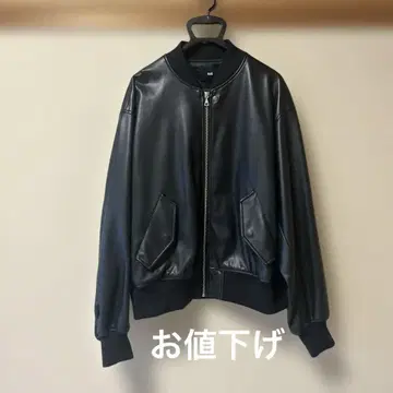 HARE 블랙 레더 봄버 자켓 S