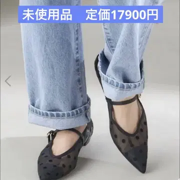 쉽스 도트 무늬 스틸레토 플랫슈즈