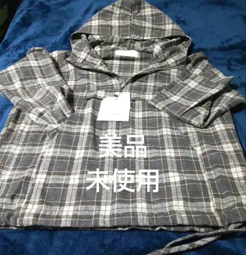 할인 서비스 체크 무늬 후드 부착 후드티