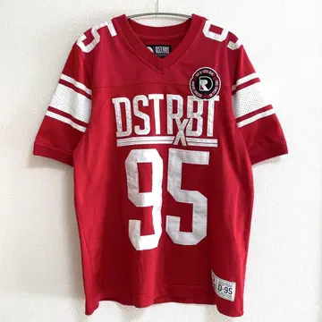 DSTRBT 게임 셔츠 S 등번호 95 빨간색 레드 메쉬 미식축구 레어
