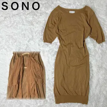캐시미어 소노 SONO 원피스 롱 백리본 M 브라운 갈색