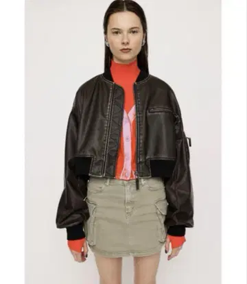 SLY VINTAGE F/LEATHER CROP 블루종