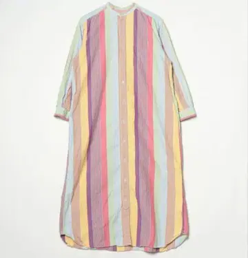 BEAMS BOY 멀티 스트라이프 스탠드 카라 원피스