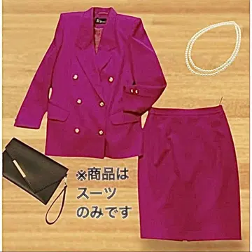 Diana's 버블 수트 루비 핑크 골드 버튼 80s 미사용 울 계열