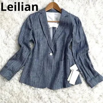 [택 포함 미사용급] Leilian 린넨 혼방 스트라이프 자켓 7호