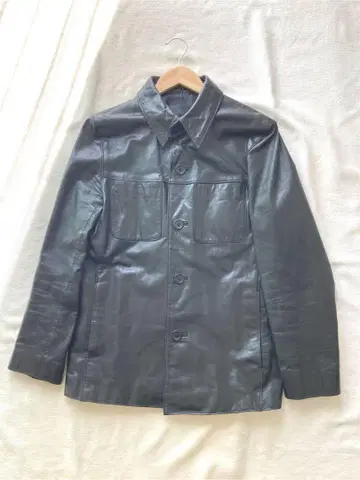 PAZZO 카우 레더 카 코트 블랙 사이즈 44 소가죽 새상품급