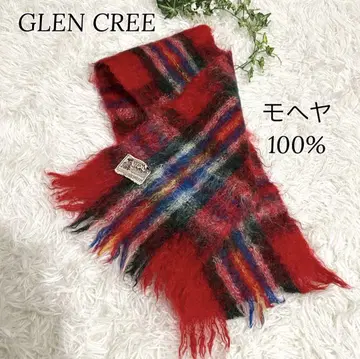GLEN CREE 모헤어 100% 체크 머플러 빈티지