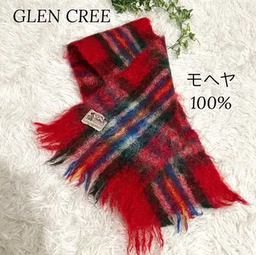 GLEN CREE 모헤어 100% 체크 머플러 빈티지