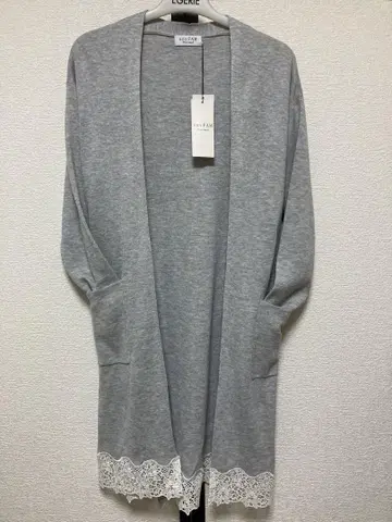그레이 레이스 밑단 긴팔 가디건, 밑단 레이스