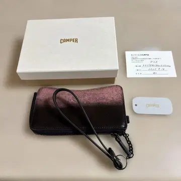 CAMPER 카드 케이스, 컴팩트 지갑. 다크 브라운/핑크