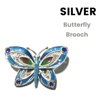 은선 세공 에나멜 나비 브로치 청록색 칠보