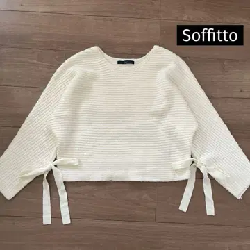[ Soffitto ] 니트 스웨터 화이트 긴팔 리본