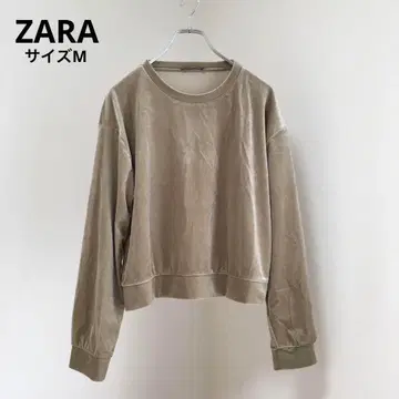 [ ZARA/자라 ] 긴팔 티셔츠 벨로아 원단 크롭 기장 [ M ]