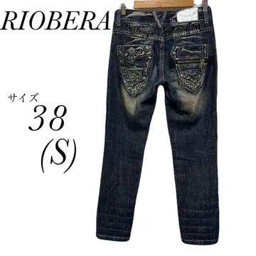 리오베라 RIOBERA 데님 팬츠 사이즈 38 자수 청바지