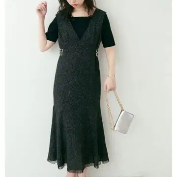 natural couture 사이드 벨트 디자인 점프 스커트 블랙