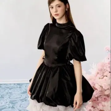 satin balloon peplum mini one-piece