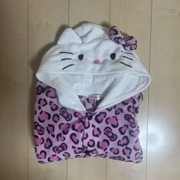 HELLO KITTY 레오파드 무늬 룸웨어 플리스 프리 사이즈