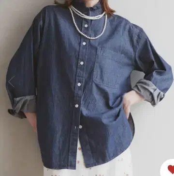 로페피크닉 프릴 칼라 데님 셔츠 38 택 포함 새상품