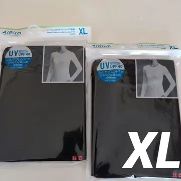 유니클로 AIRism UV컷 크루넥 긴팔 T셔츠 XL 블랙 실크