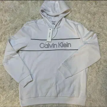캘빈 클라인 후드티 후디 화이트 풀오버 사이즈 L