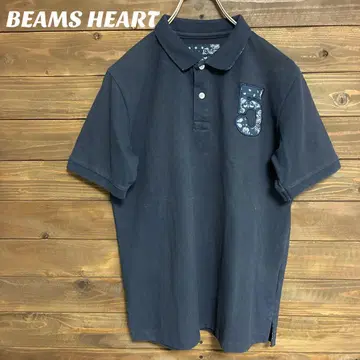 [ 빔즈하트 ] BEAMS HEART 네이비 반팔 피케 셔츠 M