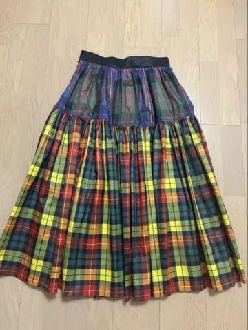 Lois CRAYON 로이스크레용 나일론 체크 롱 스커트