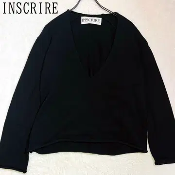 INSCRIRE 깊은 V넥 긴팔 니트 상의 블랙
