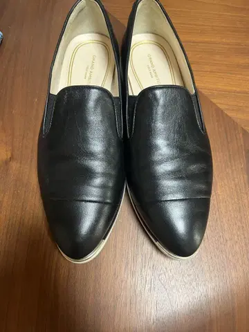 블랙 가죽 슬립온 신발 GRAND.OS