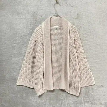 PLS+T/7부 소매 가디건/2/알파카 혼방 버튼 없음 베이지