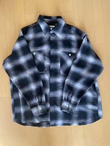FREAK'S STORE 옴브레 체크 플란넬 셔츠 데미지 가공