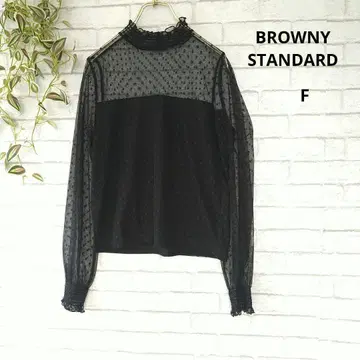 BROWNY STANDARD 블랙 도트 긴팔 상의 시어 도킹