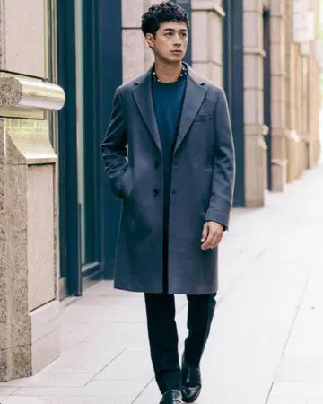 에디피스 스테디셀러 울 체스터 코트 XL 블루