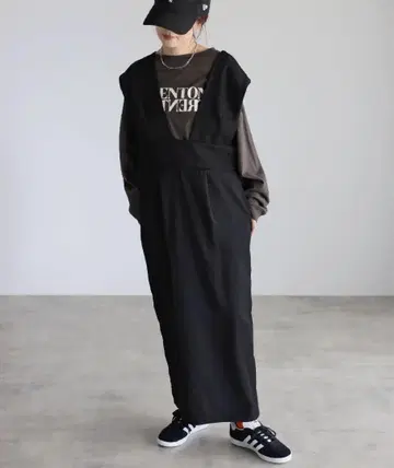 V넥 트윌 오버롤 스커트