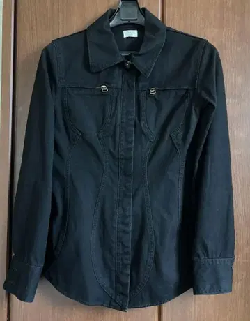 SHARE SPIRIT 블랙 코튼 셔츠 긴팔