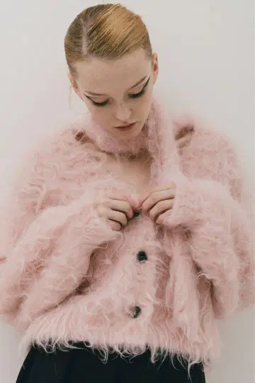 THE TOE Westminster Shaggy Cardigan pink