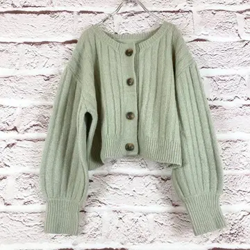 zr259 axes femme 리브 니트 버튼 크롭 니트 M