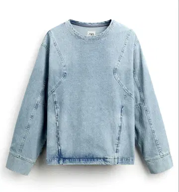 [ 미사용 새상품 ] ZARA 데님 스웨트 셔츠 심 디테일 자라